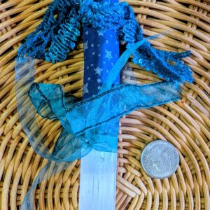 Selenite Wand 10in Cloth Blue Wrapped